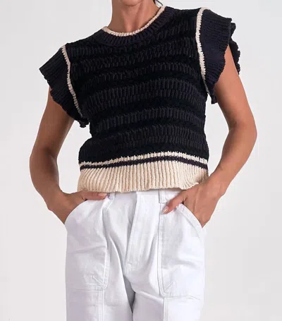 ELAN SWEATER CAP SLEEVE IN BLACK