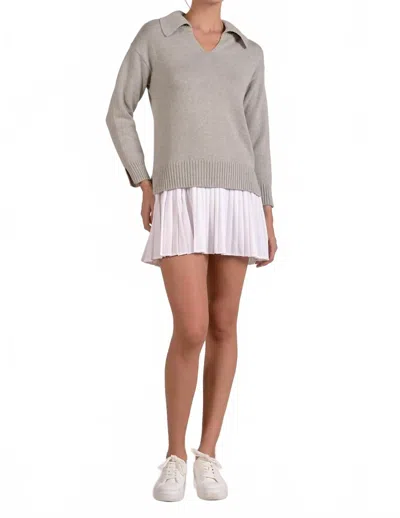 Elan Sweater Dress With Pleated Skirt In Multi