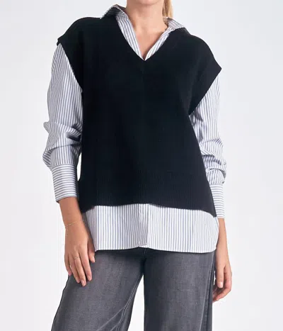 Elan Sweater Vest/shirt In Black