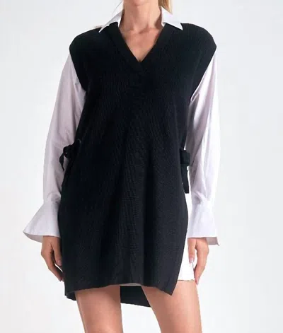 Elan Sweater/shirt Combo Dress In Black