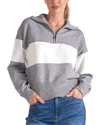 Elan Suki Half Zip Sweater In Grey White Stripe In Gray
