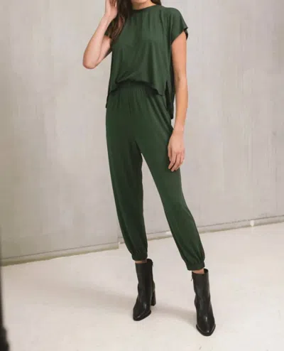 Elan T-shirt Jumpsuit In Olive In Green
