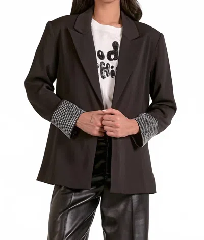 Elan Tailored Rhinestone Blazer In Black