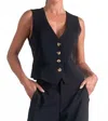 Elan Tailored Vest In Black In Black