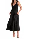 Elan Tank Mixed Media Dress In Black In Black