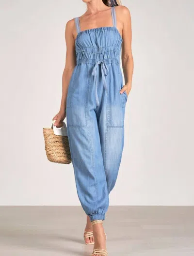 Elan Tank Straps Jumpsuit In Light Blue Wash
