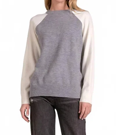 Elan Tatum Sweater In Grey White Color Block In Multi