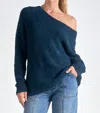 Elan Teal Off The Shoulder Sweater In Blue In Blue