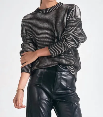 Elan The Kendra Sweater In Black And White In Multi