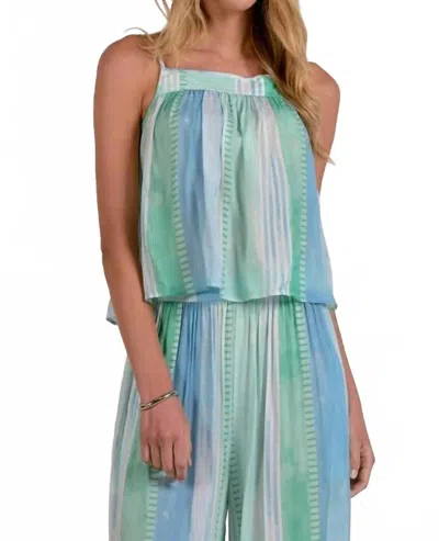 Elan The Sunset Stripe Cami In Green In Multi