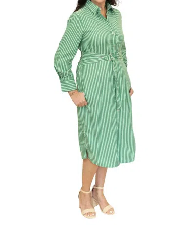 Elan Theresa Midi Dress In Green Stripe