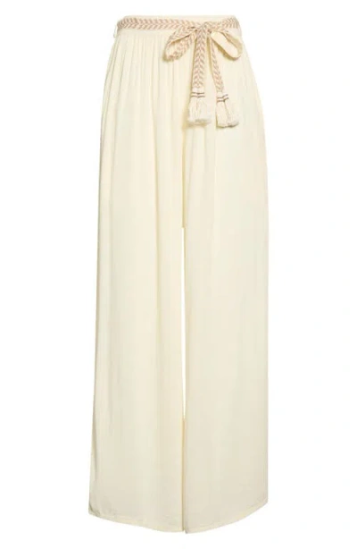 Elan Tie Belt Wide Leg Cover-up Pants In Neutral