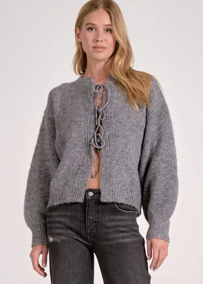 Elan Tie Front Cardigan In Grey In Gray