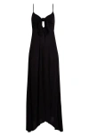 Elan Tie Front Cover-up Maxi Dress In Black