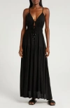 Elan Spaghetti Strap Maxi Swim Cover-up Dress In Black