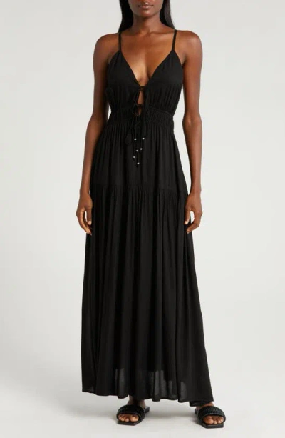 ELAN ELAN TIE FRONT COVER-UP MAXI DRESS