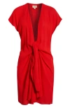 Elan Tie Front Cover-up Wrap Dress In Red