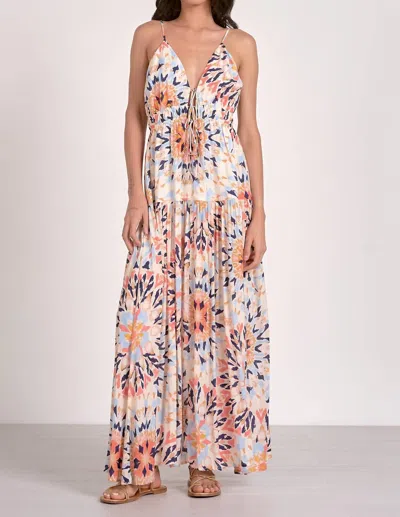 Elan Tie Front Maxi Dress In Kaleidoscope In Multi