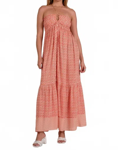 Elan Tie Front Maxi Dress In Red Zina In Multi