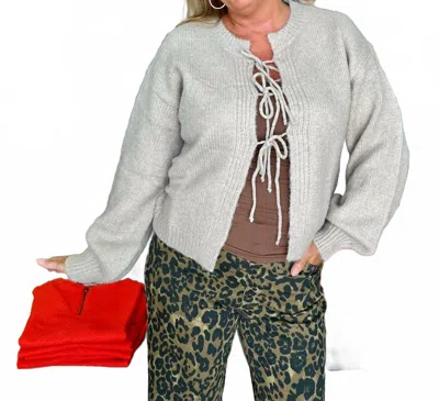 Elan Tie-front Sweater Cardigan In Macchiato In Gray