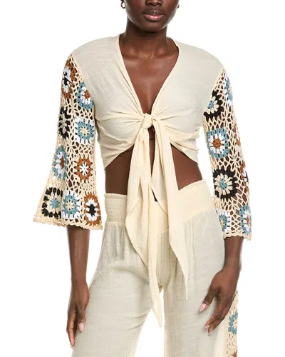 Elan Tie Front Top In Neutral