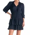 Elan Tie Neck Dress In Navy In Blue