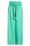 Elan Tie Side Linen Cover-up Pants In Green