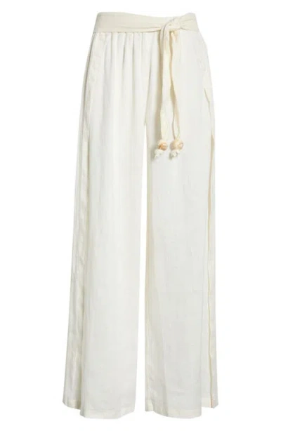 Elan Tie Side Linen Cover-up Pants In White