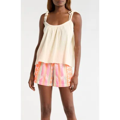 Elan Tie Strap Cotton Gauze Cover-up Top In Neutral