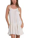 Elan Tie Strap Mini Swim Cover-up Dress In Ivory Blue Stripe
