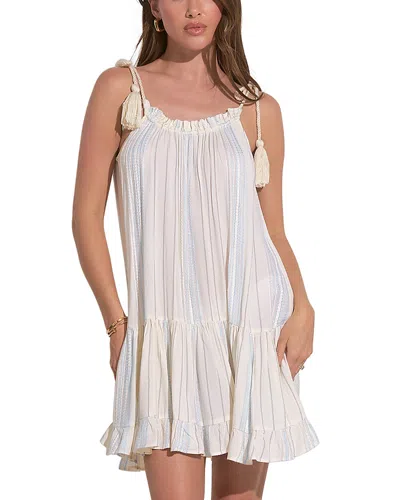 Elan Tie Strap Mini Swim Cover-up Dress In Ivory Blue Stripe