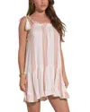 Elan Tie Strap Mini Swim Cover-up Dress In White Pink Stripe
