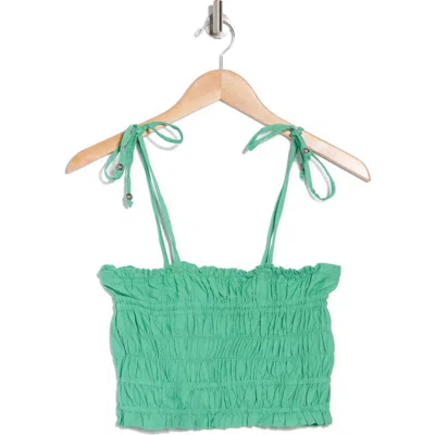 Elan Tie Strap Smocked Crop Top In Mint