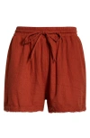 Elan Tie Waist Cover-up Shorts In Brown