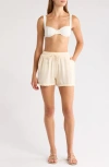 Elan Tie Waist Cover-up Shorts In Neutral