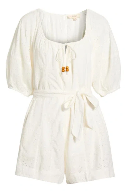 Elan Tie Waist Cover-up Romper In White
