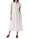 Elan Tie Waist Midi Dress In White In White