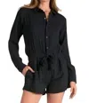 Elan Tie Waist Romper In Black In Black