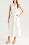 Elan Tiered Cotton & Linen Cover-up Dress In White