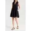 Elan Tiered Cotton Blend Cover-up Dress In Black