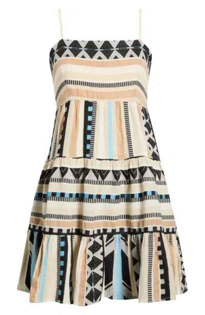 Elan Tiered Cotton Cover-up Dress In Multi