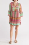 Elan Tiered Cover-up Dress In Neon Multi