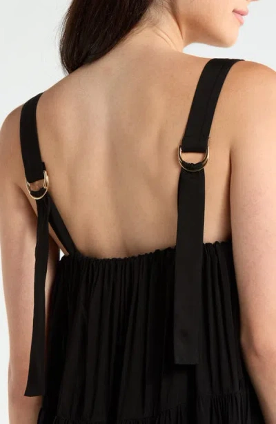 Elan Tiered Cover-up Dress In Black