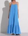 Elan Maxi Tank Flowy Ruffle Dress In Blue