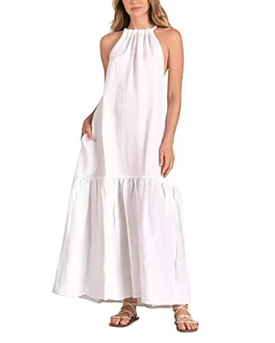 Elan Tiered Halter Maxi Dress In White