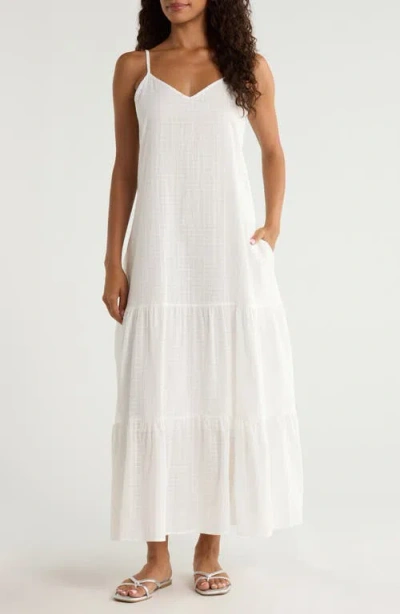 Elan Tiered Maxi Cover-up Dress In White