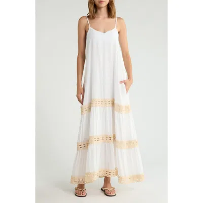 Elan Tiered Maxi Cover-up Dress In White