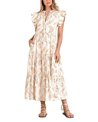 Elan Tiered Maxi Dress In Beige