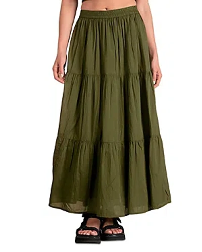Elan Tiered Maxi Skirt In Olive