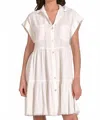 Elan Tiered Mini Dress In White In White